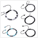 10pcs Braided Hematite Chakra Stone Bead Bracelet Strand Women Jewelry