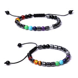 10pcs Braided Hematite Chakra Stone Bead Bracelet Strand Women Jewelry