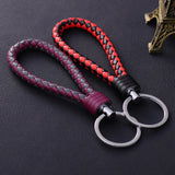 10pcs Braided Leather Keychain Woven Key Chain DIY Pendant Car Key Ring