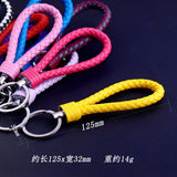10pcs Braided Leather Keychain Woven Key Chain DIY Pendant Car Key Ring