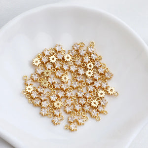 10pcs Brass 14k Plated 7*4.5mm Zircon Star Charms