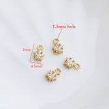 10pcs Brass 14k Plated 7*4.5mm Zircon Star Charms