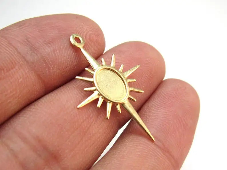 10pcs Brass Star Charms 30x19.5mm Earring Accessories Jewelry Making