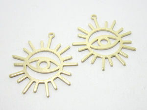 10pcs Sun Eye Earring Charms, Brass Findings, Jewelry Making