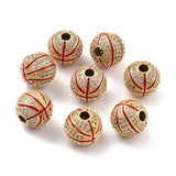 10pcs Brass CZ Beads Enamel 18K Plated Jewelry Making Basketball Mixed 11.5mm