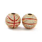 10pcs Brass CZ Beads Enamel 18K Plated Jewelry Making Basketball Mixed 11.5mm