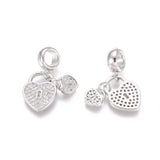 10pcs Brass Crystal CZ European Dangle Charms Beads Pendants Flower for Jewelry