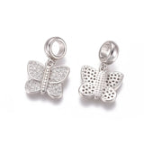 10pcs Brass Crystal CZ European Dangle Charms Beads Pendants Flower for Jewelry