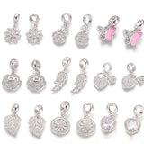 10pcs Brass Crystal CZ European Dangle Charms Beads Pendants Flower for Jewelry
