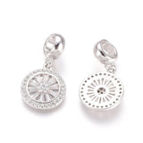 10pcs Brass Crystal CZ European Dangle Charms Beads Pendants Flower for Jewelry