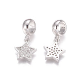 10pcs Brass Crystal CZ European Dangle Charms Beads Pendants Flower for Jewelry