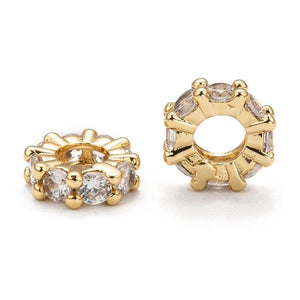 10pcs Brass CZ European Beads Charm Spacer for DIY Jewelry Making 8x3mm