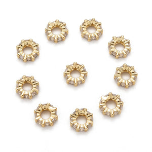 10pcs Brass CZ European Beads 8x3mm DIY Jewelry Making