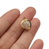 10pcs Brass Earring Charms 10mm Cat Eye Opal Stone Beads Charms