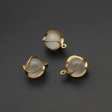10pcs Brass Earring Charms 10mm Cat Eye Opal Stone Beads Charms