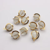 10pcs Brass Earring Charms 10mm Cat Eye Opal Stone Beads Charms