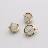 10pcs Brass Earring Charms 10mm Cat Eye Opal Stone Beads Charms
