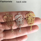 10pcs Brass Filigree Fan Charms 16*32mm Chinese Banana Fan Pendant