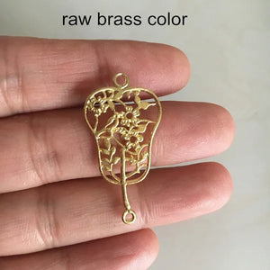 10pcs Brass Filigree Fan Charms 16*32mm Chinese Banana Fan Pendant