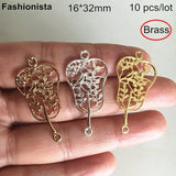 10pcs Brass Filigree Fan Charms 16*32mm Chinese Banana Fan Pendant