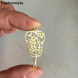 10pcs Brass Filigree Fan Charms 16*32mm Chinese Banana Fan Pendant
