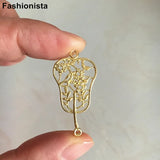 10pcs Brass Filigree Fan Charms 16*32mm Chinese Banana Fan Pendant