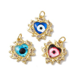 10pcs Brass Heart Charms Micro Pave Clear Cubic Zirconia Pendants