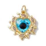 10pcs Brass Heart Charms Micro Pave Clear Cubic Zirconia Pendants