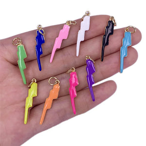 10pcs Brass Lighting Bolt Pendants Charms With Enamel 7x29mm for Jewelry Making
