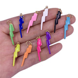 10pcs Brass Lighting Bolt Pendants Charms With Enamel 7x29mm for Jewelry Making