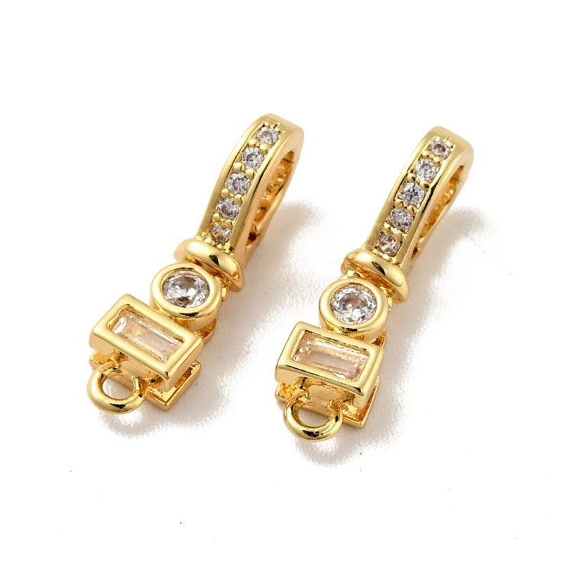 10pcs Brass CZ Fold Over Clasps, 18K Plated, Cadmium & Nickel & Lead Free