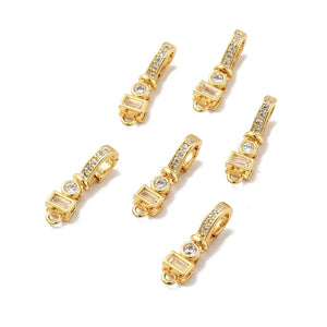 10pcs Brass CZ Fold Over Clasps, 18K Plated, Cadmium & Nickel & Lead Free
