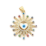 10pcs Brass CZ Pave Sun Eye Heart Enamel Pendant DIY Necklace Decor