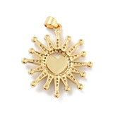 10pcs Brass CZ Pave Sun Eye Heart Enamel Pendant DIY Necklace Decor