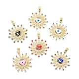 10pcs Brass CZ Pave Sun Eye Heart Enamel Pendant DIY Necklace Decor