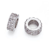 10pcs Brass CZ Beads Flat Round Spacer for Jewelry Making DIY 7.5x3mm