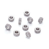 10pcs Brass CZ Beads Flat Round Spacer for Jewelry Making DIY 7.5x3mm