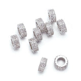 10pcs Brass CZ Beads Flat Round Spacer for Jewelry Making DIY 7.5x3mm