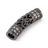 10pcs Brass CZ Curve Tube Beads - Jewelry Making Supplies