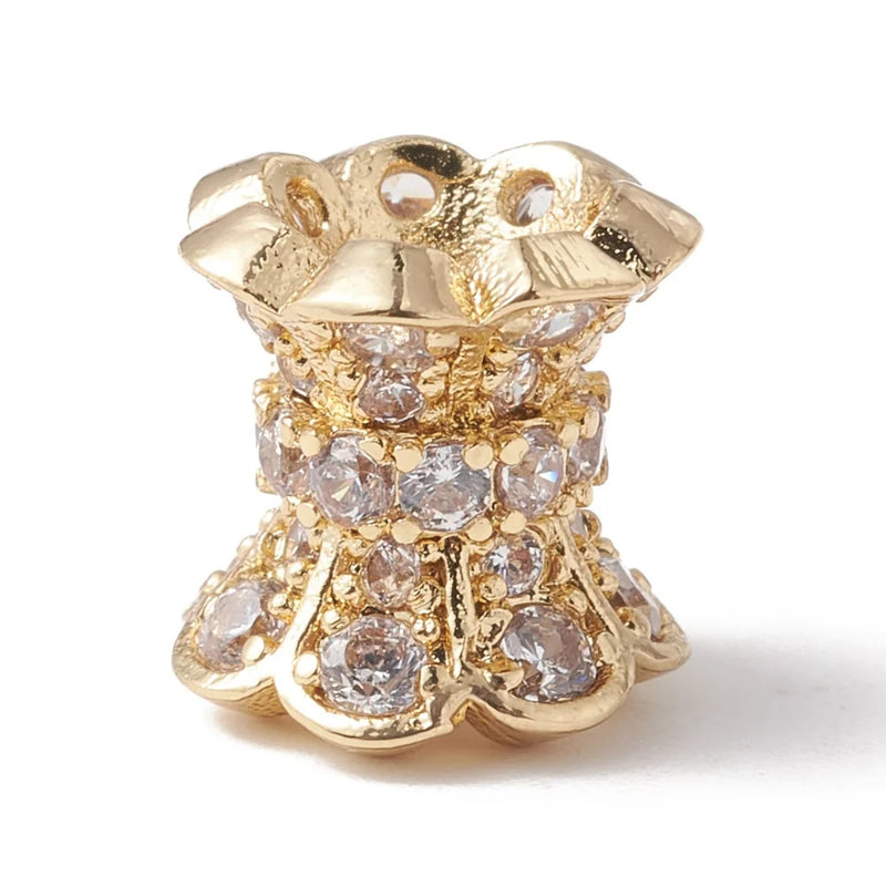 10pcs Brass CZ Double Sided Bead Caps Women Jewelry DIY