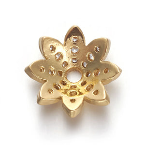 10pcs Brass CZ Flower Bead Cap 12x12x4mm DIY Jewelry Making