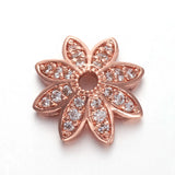 10pcs Brass CZ Flower Bead Cap 12x12x4mm DIY Jewelry Making