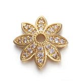 10pcs Brass CZ Flower Bead Cap 12x12x4mm DIY Jewelry Making