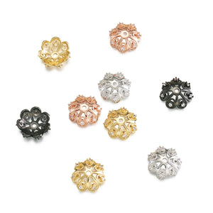 10pcs Brass CZ Multi-Petal Bead Cap Jewelry Findings 12x4mm