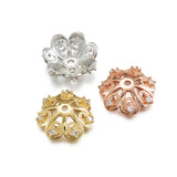 10pcs Brass CZ Multi-Petal Bead Cap Jewelry Findings 12x4mm
