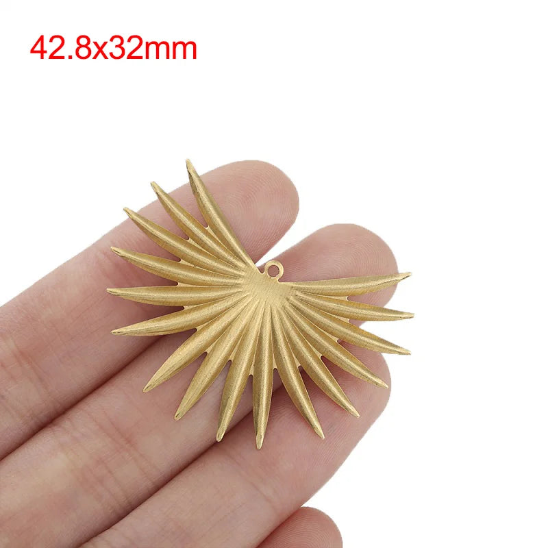 10pcs Brass Palm Leaf Charms Sun Flower Pendant DIY Earrings Necklace Jewelry