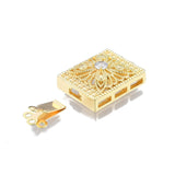 10pcs Brass Pave CZ Box Clasps 3-Strand Multi-Strand 6-Hole for DIY Jewelry