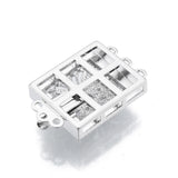 10pcs Brass Pave CZ Box Clasps 3-Strand Multi-Strand 6-Hole for DIY Jewelry