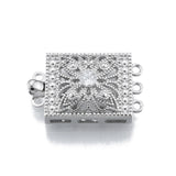 10pcs Brass Pave CZ Box Clasps 3-Strand Multi-Strand 6-Hole for DIY Jewelry