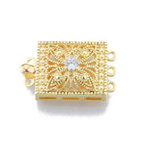 10pcs Brass Pave CZ Box Clasps 3-Strand Multi-Strand 6-Hole for DIY Jewelry